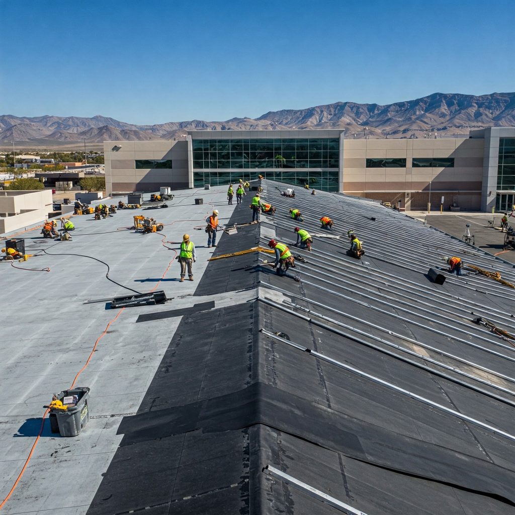 Commercial roof cleaning results from above