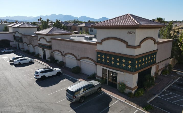 Aerial view of an occupied commercial building